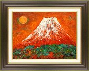 春野修一『赤富士（F6号）』・油彩画